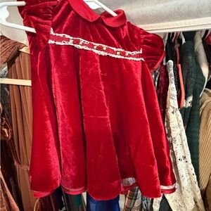 Elegant Red Velvet Kids Dress